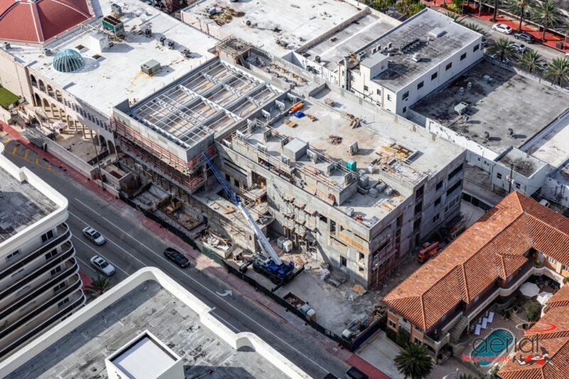 The Shul of Bal Harbour (left) and the construction on its expansion 