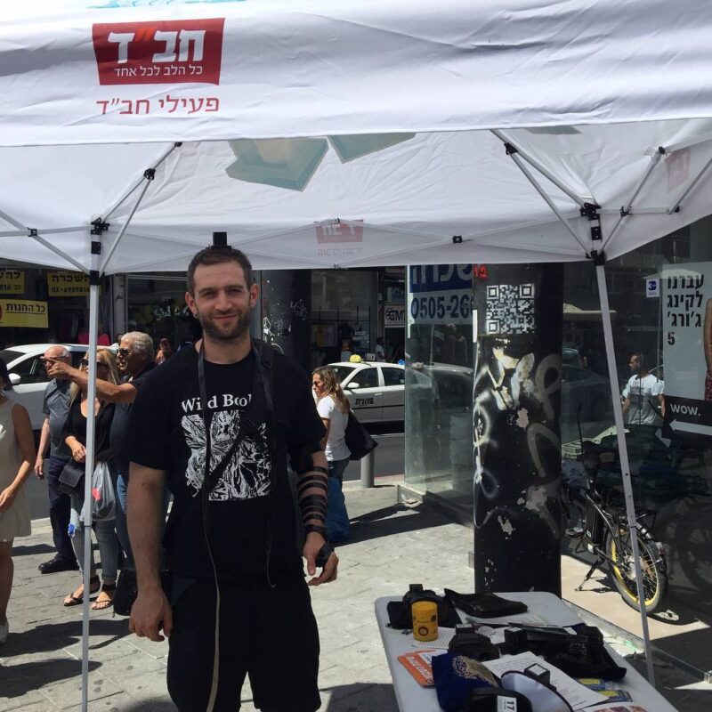 At a Chabad-run tefillin stand in Tel Aviv in 2017
