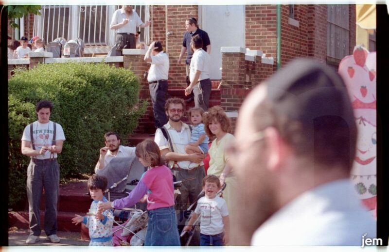Nochum Litkowski and his family attend a Lag BaOmer parade on 18 Iyar 5747 * Photo: JEM