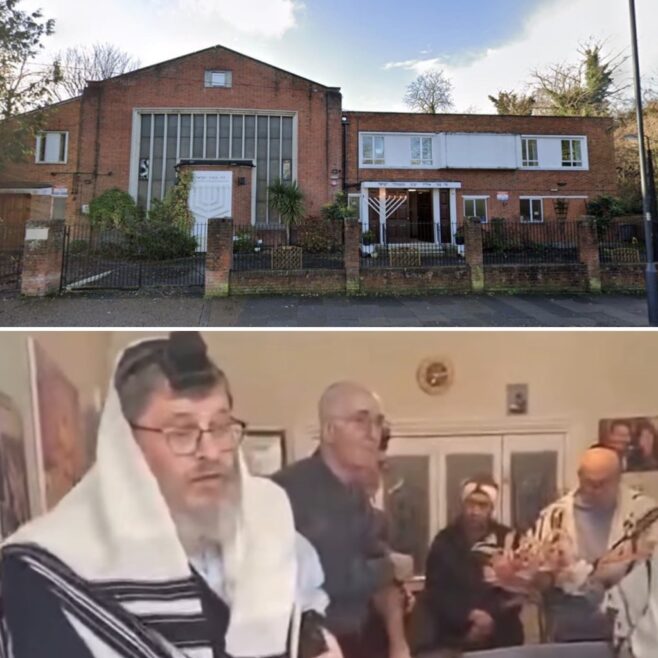 Firebombed London Shul Davens in Rabbi’s Home Hours Later