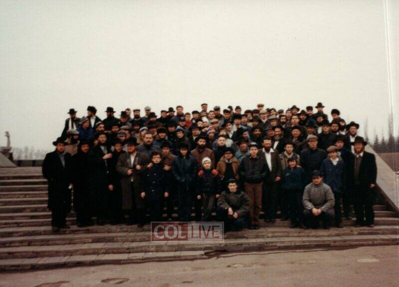 A group photograph of us with the Dneper Yeshiva Bochrim while visiting Rostov