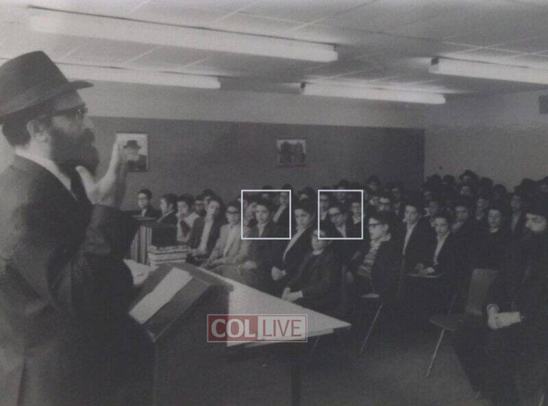 Rabbi Mordechai Sufrin OBM with his class in 1985. Seen are R' Shimon Poteash OBM (left box) and Rabbi Shimon Freundlich (right box)