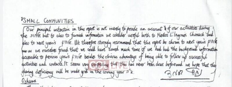 Handwritten answer from the Rebbe on the Duch, the actual Ksav Yad was never published before