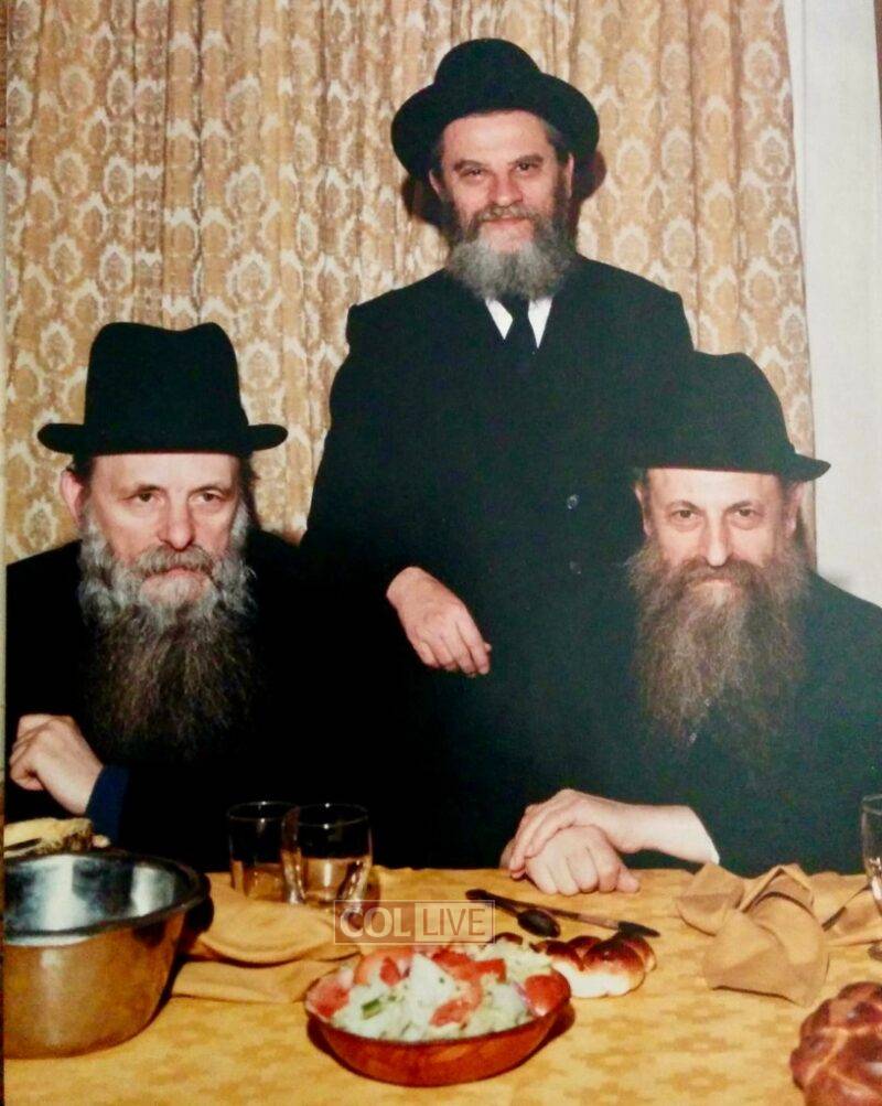 The Feigelstock brothers, from left: Rabbi Moshe, Rabbi Yitzchok (standing) and Rabbi Hershel OBM