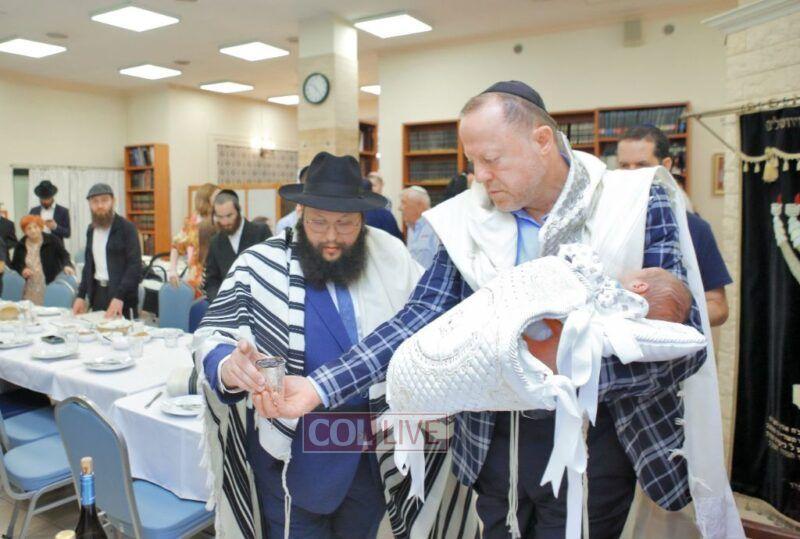 Sandek: Mr. Yochanan Michaeli, Presents the baby to Sandek: Rabbi Shalom Ber Stambler