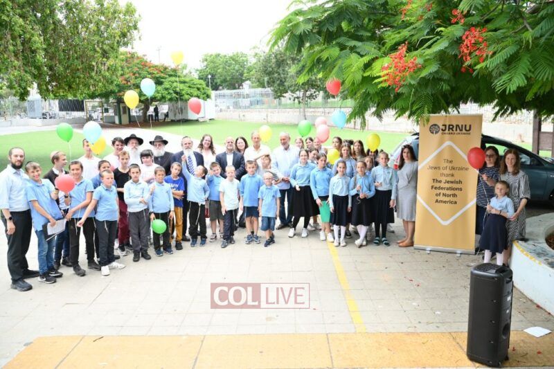 Federation leaders welcomed at Chabad School in Ashkelon together with Rabbi Nechemia Wilhelm, Rabbi Mendel Lieberman and Rabbi Dovid Eliezrie<br />
