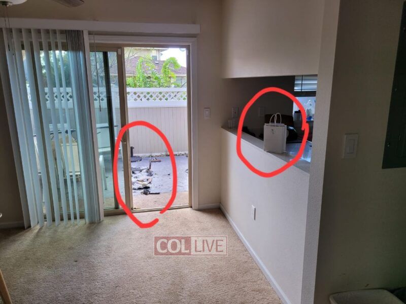 Fire was so close, that one chair burned outside the patio. But their Shabbat package survived