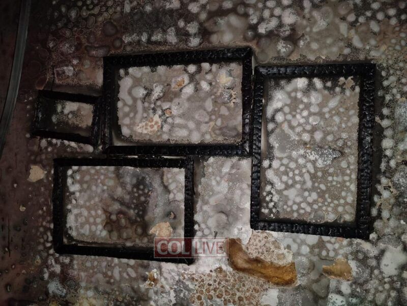 Photos completely burned out of their frames