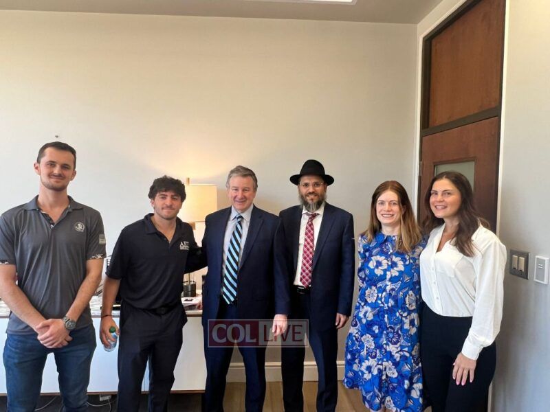 With FSU President Bill McCullough and leaders from the Chabad Student board