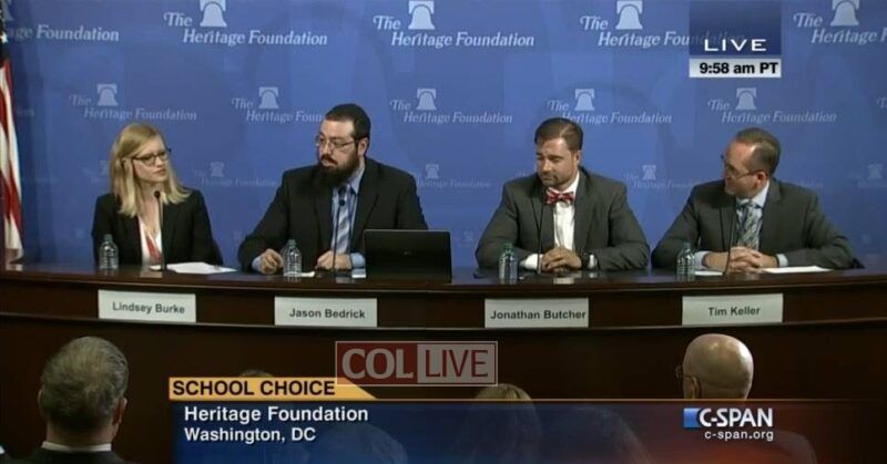 Yehoshua Bedrick speaks on a panel of the Heritage Foundation