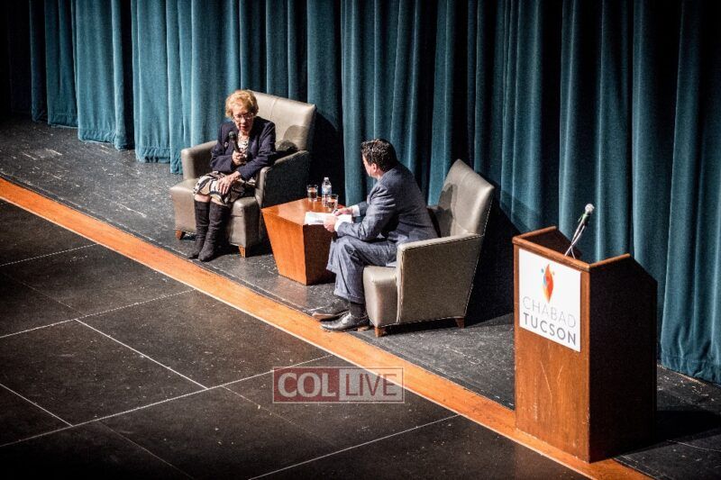 Eva Schloss being interviewed by Dan Marries, Evening news anchor for KOLD News 13 (CBS) in Tucson, AZ